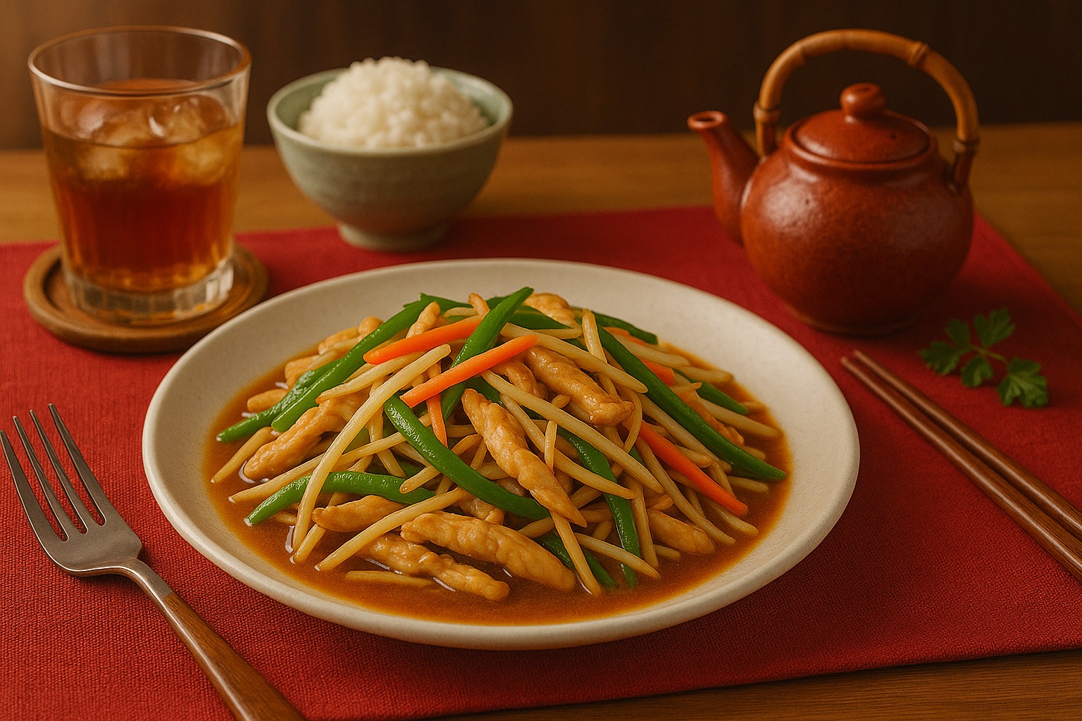 【中国】しゃきしゃき食感がクセになる【生炒鶏絲（ション・チャオ・ジィスー）】